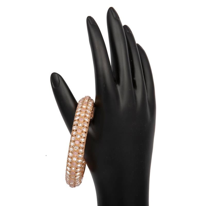Radhhi Jewels Rose Gold Plated Kundan Work Brass Kada/Bangles Set