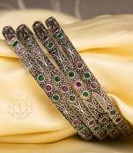 Silver Oxidised Brass Navratri Kada/Bangles Set