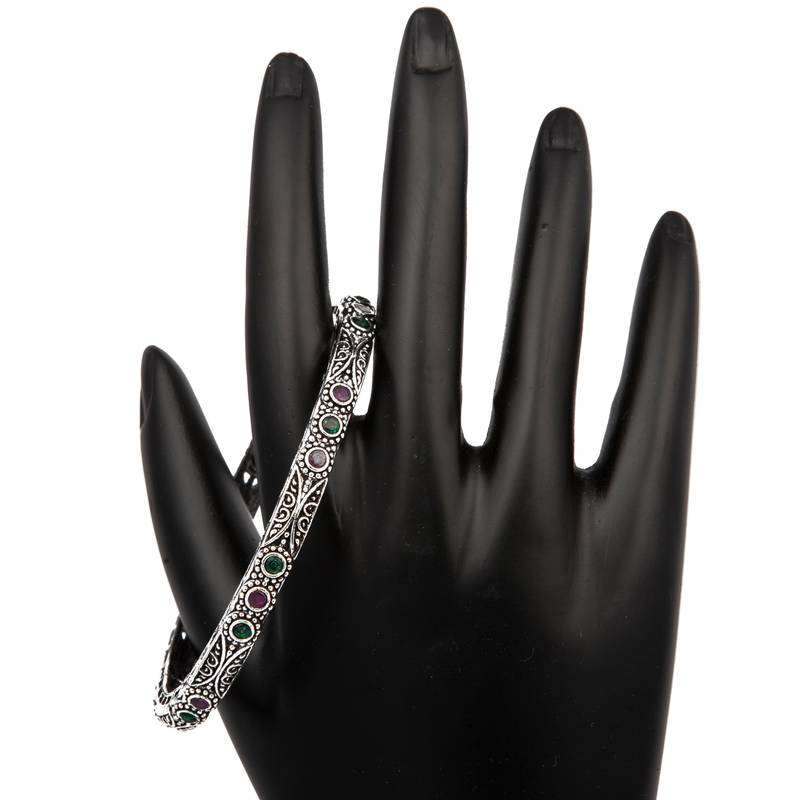 Silver Oxidised Brass Navratri Kada/Bangles Set