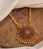  golden necklace with oval emerald pendant  one gram gold