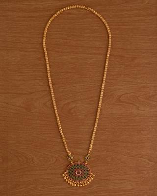  golden necklace with oval emerald pendant  one gram gold 2