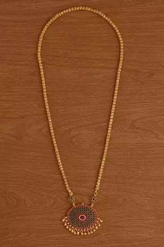  golden necklace with oval emerald pendant  one gram gold