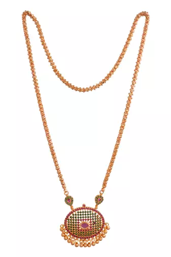  golden necklace with oval emerald pendant  one gram gold