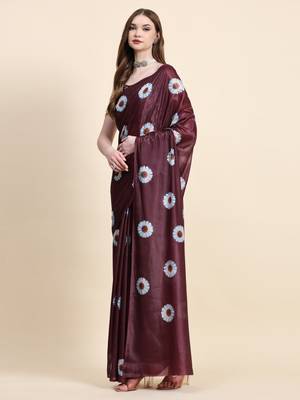 Wine Floral Saree 4