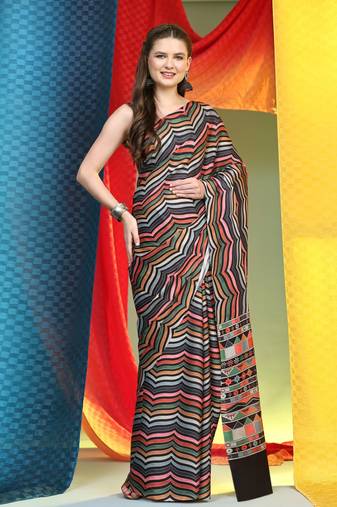Satin Geomatric Printed Saree