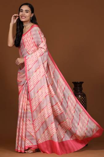 Baby Pink Georgette Sari