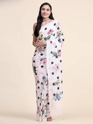 Polka Dot Georgette Jari Printed Saree 2