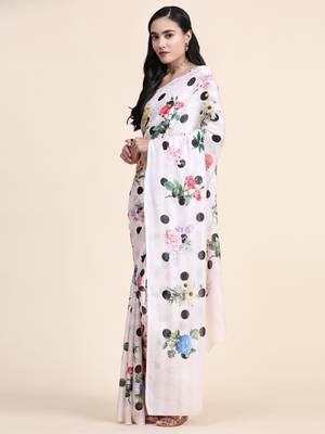 Polka Dot Georgette Jari Printed Saree 4