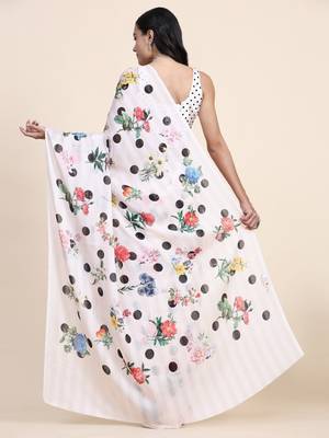 Polka Dot Georgette Jari Printed Saree 5