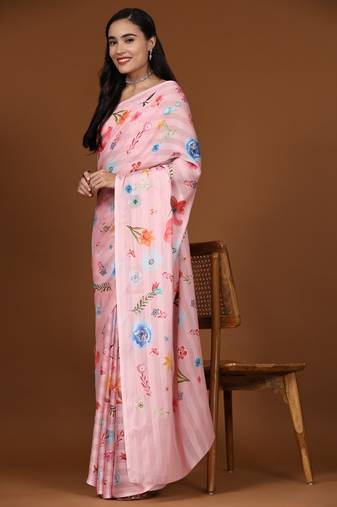 Dusty Pink Georgette Saree