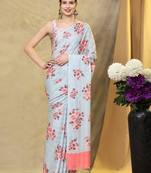 Sky Blue Floral Saree