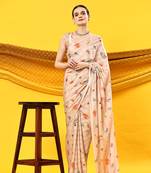 Chiku Floral Printed Saree