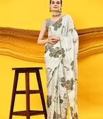 Pista Green Floral Saree