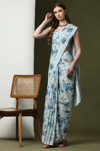 Sky Blue Georgette Saree