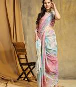 Peastal Colour Georgette Saree
