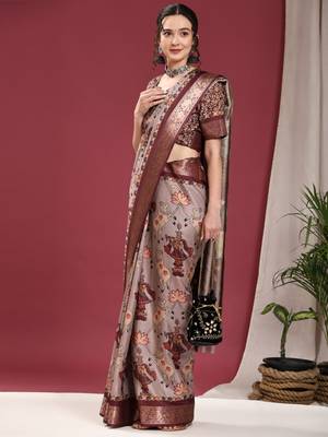Lord Krishna Pichwai Kalamkari Saree 1