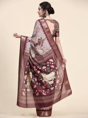 Lord Krishna Pichwai Kalamkari Saree 5