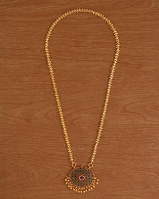  golden necklace with oval emerald pendant  one gram gold 2