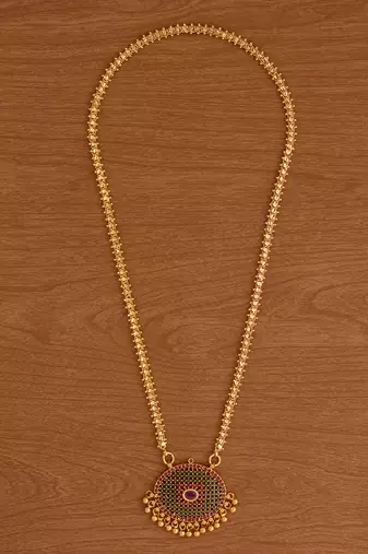  golden necklace with oval emerald pendant  one gram gold