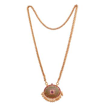  golden necklace with oval emerald pendant  one gram gold 3
