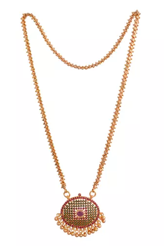  golden necklace with oval emerald pendant  one gram gold
