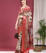 Beautiful Peacock Red Kalamkari Saree