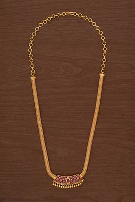 Radha's creations golden necklace with U-shape ruby pendant  one gram gold 2