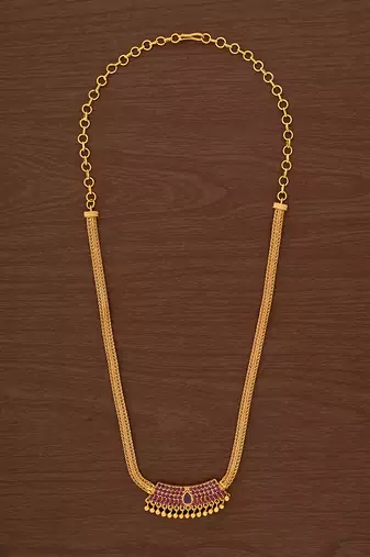 Radha's creations golden necklace with U-shape ruby pendant  one gram gold