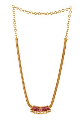 Radha's creations golden necklace with U-shape ruby pendant  one gram gold 3