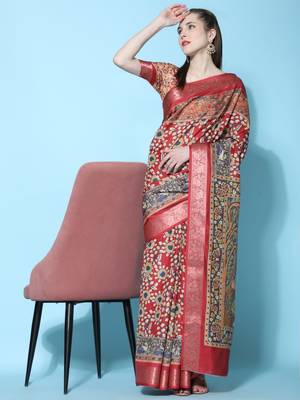 Radha Krishna Kalamkari Saree 1