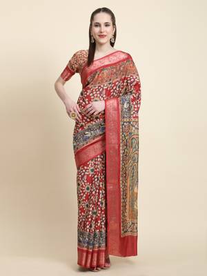 Radha Krishna Kalamkari Saree 3
