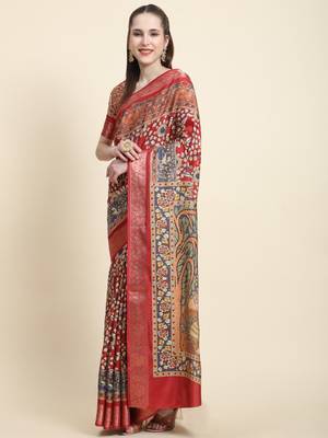 Radha Krishna Kalamkari Saree 4