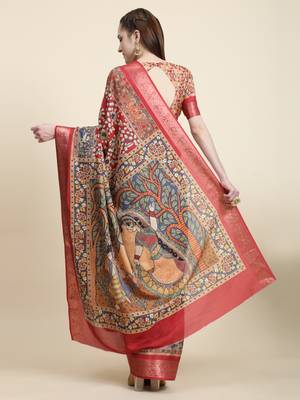 Radha Krishna Kalamkari Saree 5