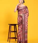 Geometric Printed Silk Blend Saree