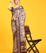 Abstract Print Kalamkari Saree