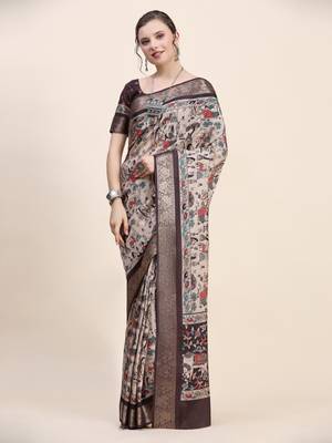 Abstract Print Kalamkari Saree 2