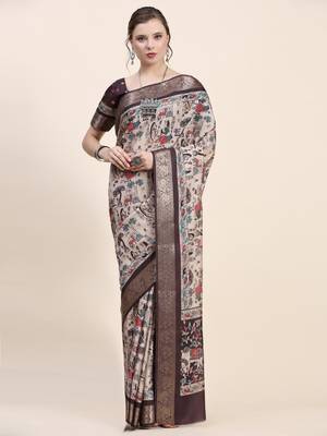 Abstract Print Kalamkari Saree 3