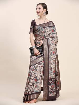 Abstract Print Kalamkari Saree 4