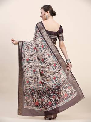 Abstract Print Kalamkari Saree 5