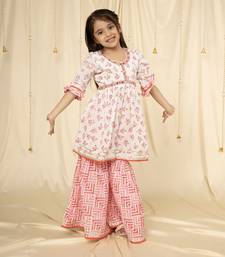 Tropical Green Spark Twinning Set – Embroidered Kurta & Garara for Playful Festive Twinning