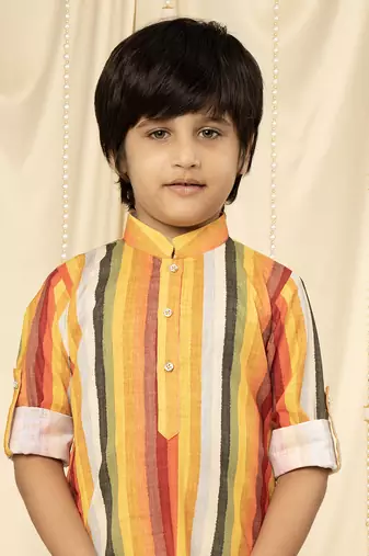 full sleeves printed kurta and pyjama set for boys - Yellow, Red, White