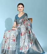 Floral Grey Saree