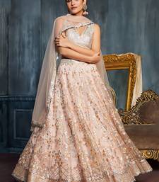 beige sequins net lehenga set choli with dupatta with dupatta