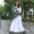 Voolka White and Green Riyon Cotton Lehenga Choli Set with Printed Design