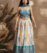 Enchanting White & Rama Sequins Chinon Festival Wear Lehenga Choli