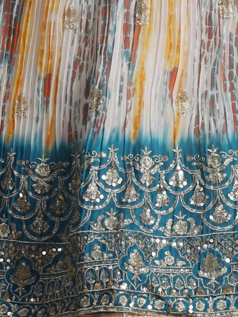 Enchanting White & Rama Sequins Chinon Festival Wear Lehenga Choli