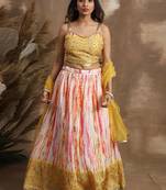 Enchanting White & Yellow Sequins Chinon Festival Wear Lehenga Choli