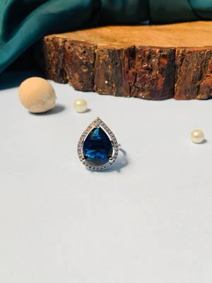 Sophisticated drop shape silver plated ring 1