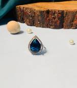 Sophisticated drop shape silver plated ring