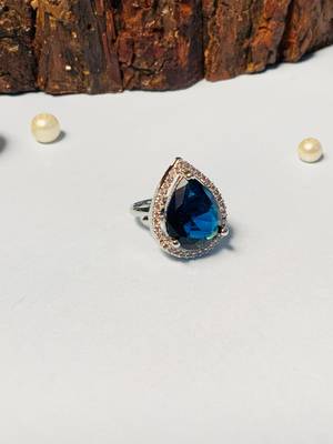 Sophisticated drop shape silver plated ring 2